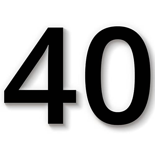 Hausnummer 40 in schwarz aus Acryl, wetterfest, 15cm hoch, mit Abstandshalter, Schrauben & Dübel, weitere Befestigungsmöglichkeiten & Höhen verfügbar von 1peak