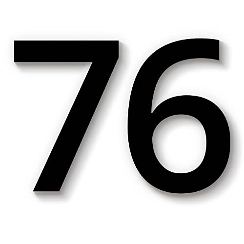 Hausnummer 76 in schwarz aus Acryl, wetterfest, 15cm hoch, mit Abstandshalter, Schrauben & Dübel, weitere Befestigungsmöglichkeiten & Höhen verfügbar von 1peak