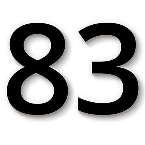 Hausnummer 83 in schwarz aus Acryl, wetterfest, 10cm hoch, mit Abstandshalter, Schrauben & Dübel, weitere Befestigungsmöglichkeiten & Höhen verfügbar von 1peak