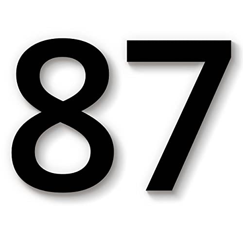 Hausnummer 87 in schwarz aus Acryl, wetterfest, 10cm hoch, mit Abstandshalter, Schrauben & Dübel, weitere Befestigungsmöglichkeiten & Höhen verfügbar von 1peak