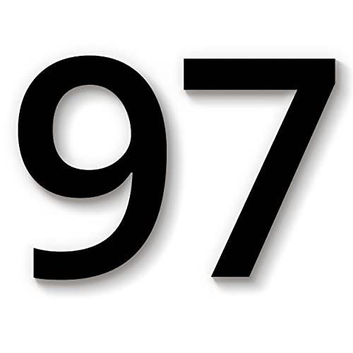 Hausnummer 97 in schwarz aus Acryl, wetterfest, 15cm hoch, mit Abstandshalter, Schrauben & Dübel, weitere Befestigungsmöglichkeiten & Höhen verfügbar von 1peak