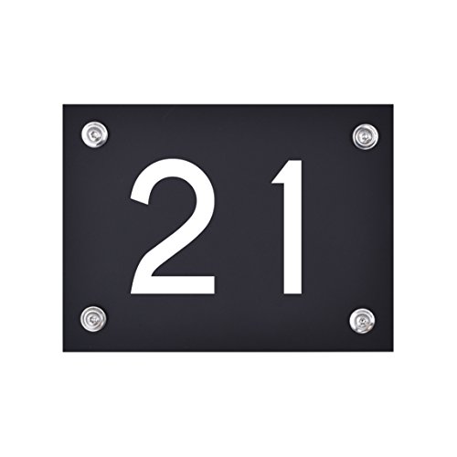 Hausnummer Schild 21 aus Acryl, Hausnummernschild in schwarz, mit weißer Schrift inkl. Zubehör Hausnummer Schild 21 aus Acryl, Hausnummernschild in schwarz, mit weißer Schrift inkl. Zubehör von 1peak