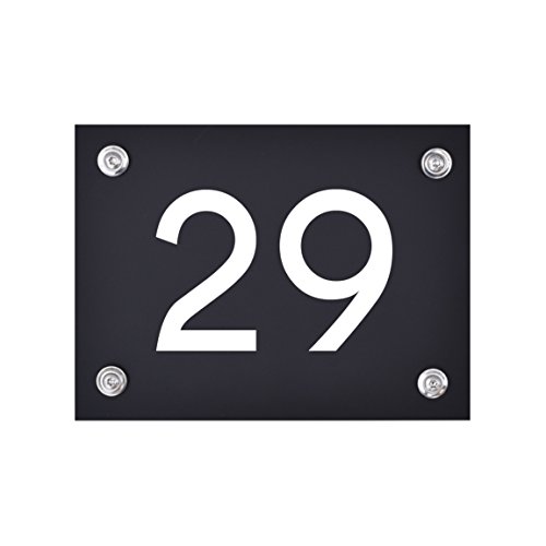 Hausnummer Schild 29 aus Acryl, Hausnummernschild in schwarz, mit weißer Schrift inkl. Zubehör von 1peak