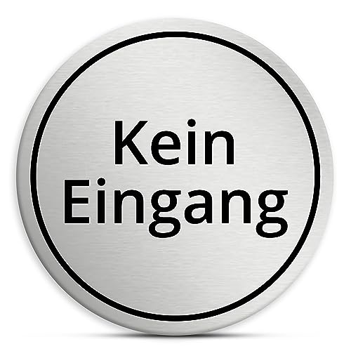 Kein Eingang Schild rund, 7cm in silber, selbstklebend von 1peak