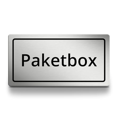 Paketbox Schild rechteckig, 15cm lang in silber, selbstklebend, wetterfestes Hinweisschild von 1peak