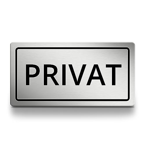 Privat Schild rechteckig, 15x7,5 cm lang in silber, Türschild, selbstklebend, wetterfestes Hinweisschild von 1peak