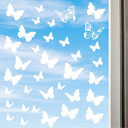 Schmetterling Fensterbild, 35 Fensteraufkleber als Fensterdekoration für Frühling & Sommer, selbstklebende Fenstersticker, ablösbar & wiederverwendbar von 1peak