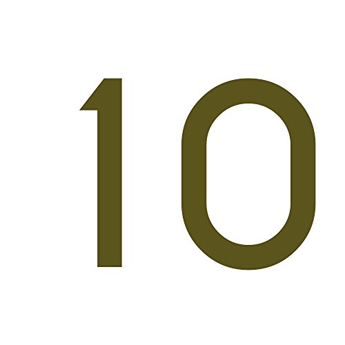 Zahlenaufkleber Nummer 10, Gold, 2cm (20mm) hoch, Aufkleber mit Zahlen in vielen Farben + Höhen, wetterfest von 1peak