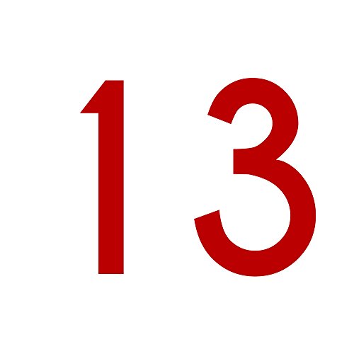 Zahlenaufkleber Nummer 13, rot, 5cm (50mm) hoch, Aufkleber mit Zahlen in vielen Farben + Höhen, wetterfest von 1peak