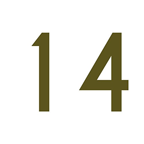 Zahlenaufkleber Nummer 14, Gold, 10cm (100mm) hoch, Aufkleber mit Zahlen in vielen Farben + Höhen, wetterfest von 1peak