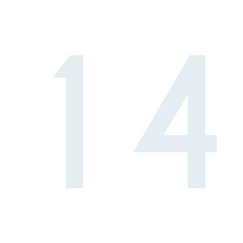 Zahlenaufkleber Nummer 14, weiß, 10cm (100mm) hoch, Aufkleber mit Zahlen in vielen Farben + Höhen, wetterfest von 1peak