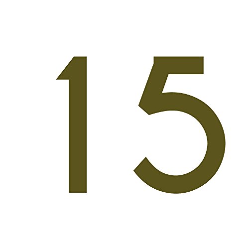 Zahlenaufkleber Nummer 15, Gold, 20cm (200mm) hoch, Aufkleber mit Zahlen in vielen Farben + Höhen, wetterfest von 1peak