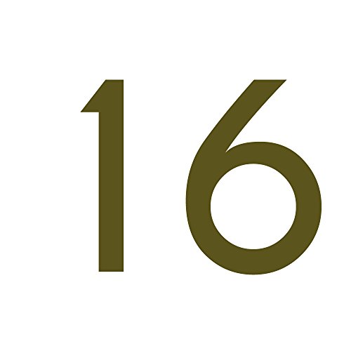 Zahlenaufkleber Nummer 16, Gold, 2cm (20mm) hoch, Aufkleber mit Zahlen in vielen Farben + Höhen, wetterfest von 1peak