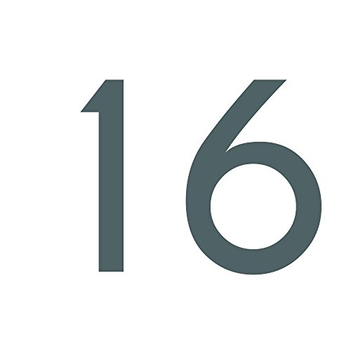 Zahlenaufkleber Nummer 16, Silber, 10cm (100mm) hoch, Aufkleber mit Zahlen in vielen Farben + Höhen, wetterfest von 1peak