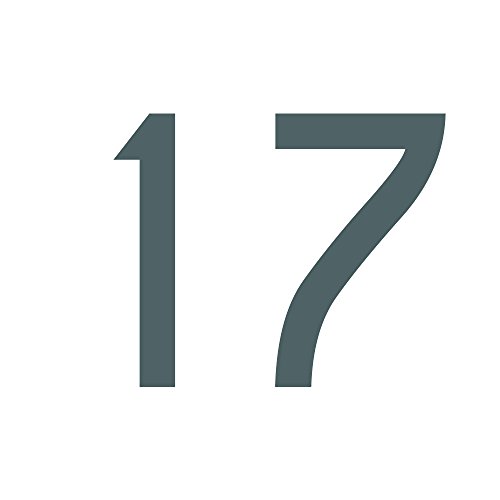 Zahlenaufkleber Nummer 17, Silber, 10cm (100mm) hoch, Aufkleber mit Zahlen in vielen Farben + Höhen, wetterfest von 1peak