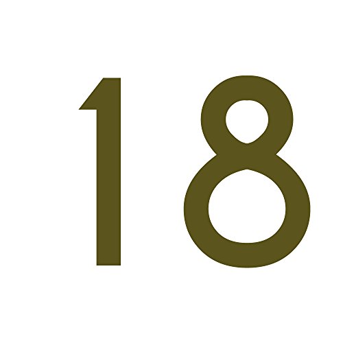 Zahlenaufkleber Nummer 18, Gold, 5cm (50mm) hoch, Aufkleber mit Zahlen in vielen Farben + Höhen, wetterfest von 1peak