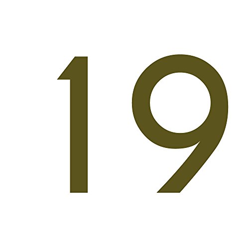Zahlenaufkleber Nummer 19, gold, 10cm (100mm) hoch, Aufkleber mit Zahlen in vielen Farben + Höhen, wetterfest von 1peak