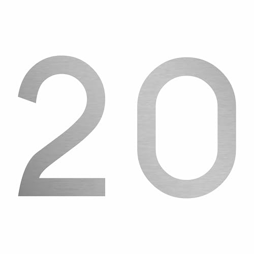 Zahlenaufkleber Nummer 20 in Silber, 10 cm, Aufkleber in vielen Farben + Höhen, wetterfest von 1peak