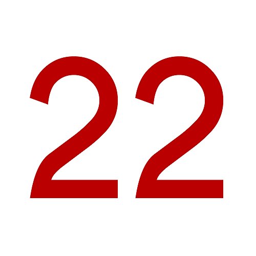 Zahlenaufkleber Nummer 22, rot, 10cm (100mm) hoch, Aufkleber mit Zahlen in vielen Farben + Höhen, wetterfest von 1peak