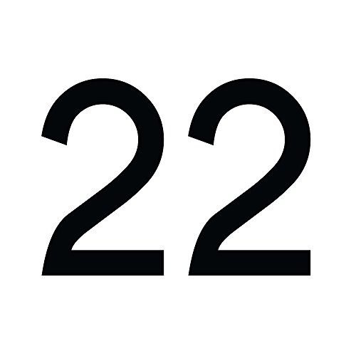 Zahlenaufkleber Nummer 22, schwarz, 10cm (100mm) hoch, Aufkleber mit Zahlen in vielen Farben + Höhen, wetterfest von 1peak