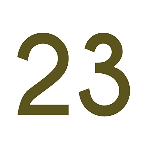 Zahlenaufkleber Nummer 23, Gold, 10cm (100mm) hoch, Aufkleber mit Zahlen in vielen Farben + Höhen, wetterfest von 1peak