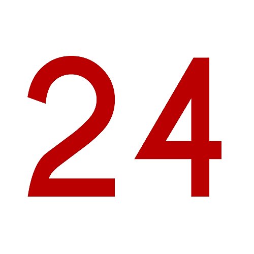 Zahlenaufkleber Nummer 24, rot, 10cm (100mm) hoch, Aufkleber mit Zahlen in vielen Farben + Höhen, wetterfest von 1peak