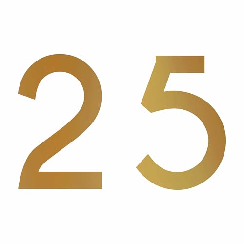 Zahlenaufkleber Nummer 25 in Gold, 10 cm, Aufkleber in vielen Farben + Höhen, wetterfest Zahlenaufkleber Nummer 25 in Gold, 10 cm, Aufkleber in vielen Farben + Höhen, wetterfest von 1peak