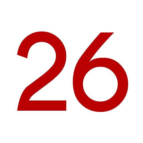 1peak Zahlenaufkleber Nummer 26, rot, 20cm (200mm) hoch, Aufkleber mit Zahlen in vielen Farben + Höhen, wetterfest von 1peak