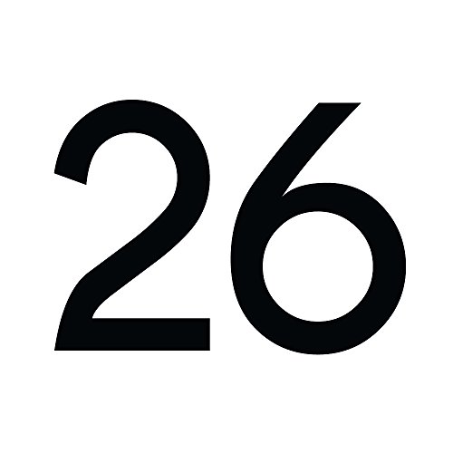Zahlenaufkleber Nummer 26, schwarz, 20cm (200mm) hoch, Aufkleber mit Zahlen in vielen Farben + Höhen, wetterfest von 1peak