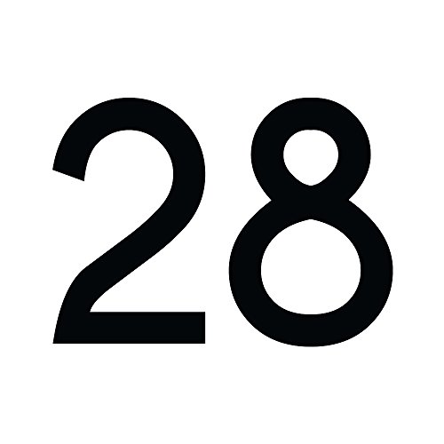 Zahlenaufkleber Nummer 28 in schwarz, 10 cm, Aufkleber in vielen Farben + Höhen, wetterfest von 1peak