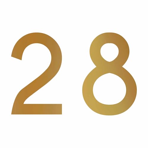 Zahlenaufkleber Nummer 28 in Gold, 10 cm, Aufkleber in vielen Farben + Höhen, wetterfest Zahlenaufkleber Nummer 28 in Gold, 10 cm, Aufkleber in vielen Farben + Höhen, wetterfest von 1peak