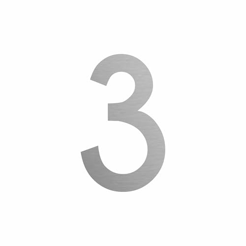 1peak Zahl 3 in Silber, 30 cm großer Sticker aus Selbstklebender Klebefolie zum aufkleben, wetterfeste Klebezahl von 1peak