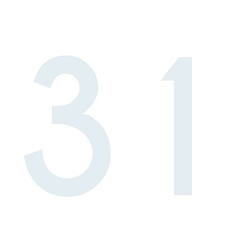 Zahlenaufkleber Nummer 31, weiß, 30cm (300mm) hoch, Aufkleber mit Zahlen in vielen Farben + Höhen, wetterfest von 1peak