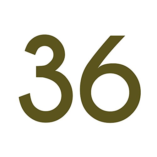Zahlenaufkleber Nummer 36, gold, 5cm (50mm) hoch, Aufkleber mit Zahlen in vielen Farben + Höhen, wetterfest von 1peak