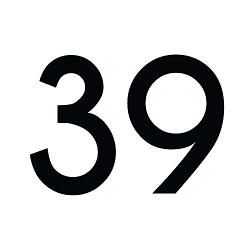 Zahlenaufkleber Nummer 39, schwarz, 10cm (100mm) hoch, Aufkleber mit Zahlen in vielen Farben + Höhen, wetterfest von 1peak