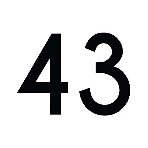Zahlenaufkleber Nummer 43, schwarz, 10cm (100mm) hoch, Aufkleber mit Zahlen in vielen Farben + Höhen, wetterfest von 1peak