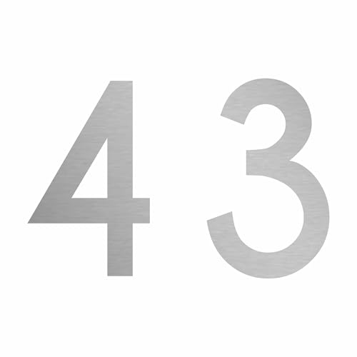 Zahlenaufkleber Nummer 43 in Silber, 10 cm, Aufkleber in vielen Farben + Höhen, wetterfest Zahlenaufkleber Nummer 43 in Silber, 10 cm, Aufkleber in vielen Farben + Höhen, wetterfest von 1peak
