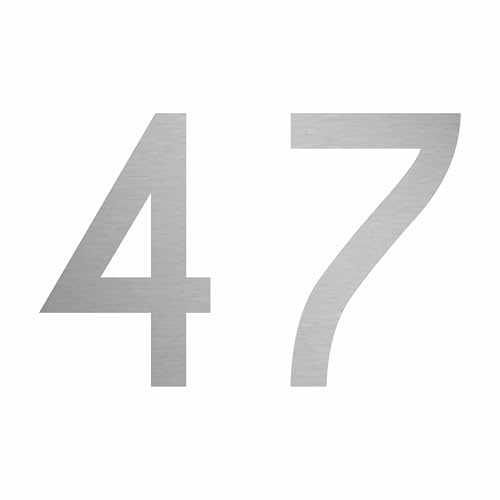 Zahlenaufkleber Nummer 47 in Silber, 10 cm, Aufkleber in vielen Farben + Höhen, wetterfest von 1peak