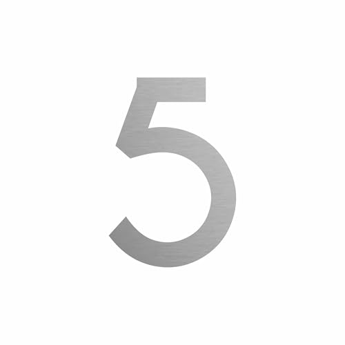 Zahlenaufkleber Nummer 5 in Silber, 10 cm, Aufkleber in vielen Farben + Höhen, wetterfest von 1peak