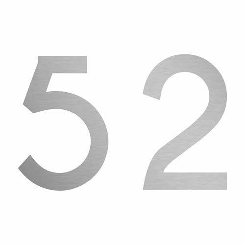 Zahlenaufkleber Nummer 52 in Silber, 10 cm, Aufkleber in vielen Farben + Höhen, wetterfest von 1peak