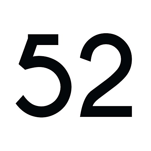 Zahlenaufkleber Nummer 52, schwarz, 10cm (100mm) hoch, Aufkleber mit Zahlen in vielen Farben + Höhen, wetterfest von 1peak