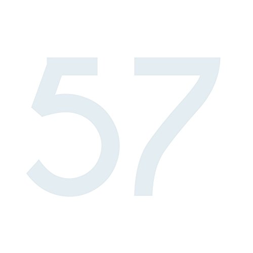Zahlenaufkleber Nummer 57, weiß, 10cm (100mm) hoch, Aufkleber mit Zahlen in vielen Farben + Höhen, wetterfest von 1peak