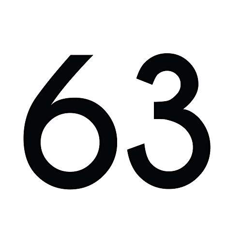 Zahlenaufkleber Nummer 63, schwarz, 10cm (100mm) hoch, Aufkleber mit Zahlen in vielen Farben + Höhen, wetterfest von 1peak