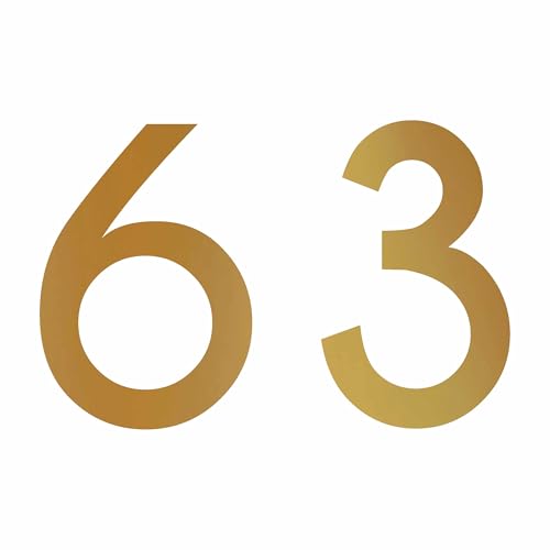 Zahlenaufkleber Nummer 63 in Gold, 10 cm, Aufkleber in vielen Farben + Höhen, wetterfest Zahlenaufkleber Nummer 63 in Gold, 10 cm, Aufkleber in vielen Farben + Höhen, wetterfest von 1peak