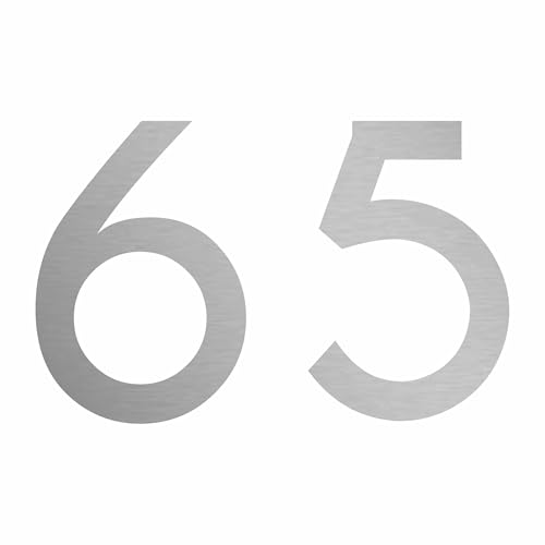 Zahlenaufkleber Nummer 65 in Silber, 10 cm, Aufkleber in vielen Farben + Höhen, wetterfest Zahlenaufkleber Nummer 65 in Silber, 10 cm, Aufkleber in vielen Farben + Höhen, wetterfest von 1peak