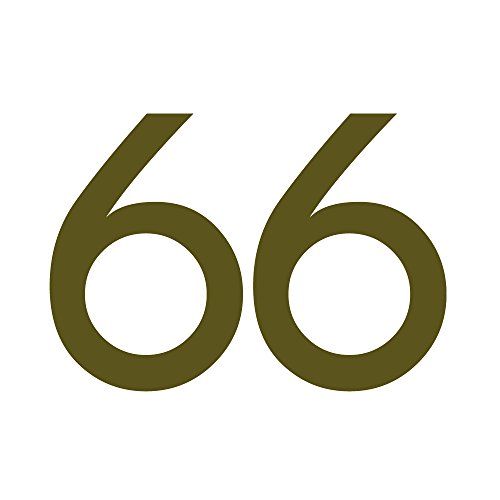 Zahlenaufkleber Nummer 66, gold, 30cm (300mm) hoch, Aufkleber mit Zahlen in vielen Farben + Höhen, wetterfest von 1peak