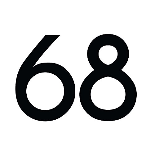 Zahlenaufkleber Nummer 68, schwarz, 10cm (100mm) hoch, Aufkleber mit Zahlen in vielen Farben + Höhen, wetterfest von 1peak