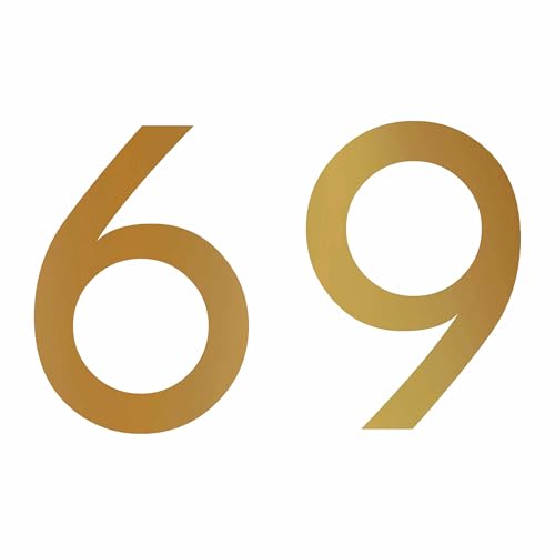 Zahlenaufkleber Nummer 69 in Gold, 10 cm, Aufkleber in vielen Farben + Höhen, wetterfest Zahlenaufkleber Nummer 69 in Gold, 10 cm, Aufkleber in vielen Farben + Höhen, wetterfest von 1peak