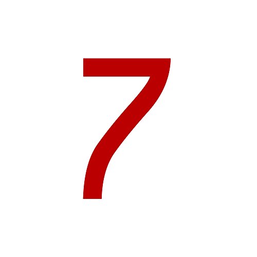 Zahlenaufkleber Nummer 7, rot, 10cm (100mm) hoch, Aufkleber mit Zahlen in vielen Farben + Höhen, wetterfest von 1peak
