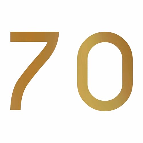 Zahlenaufkleber Nummer 70 in Gold, 10 cm, Aufkleber in vielen Farben + Höhen, wetterfest von 1peak